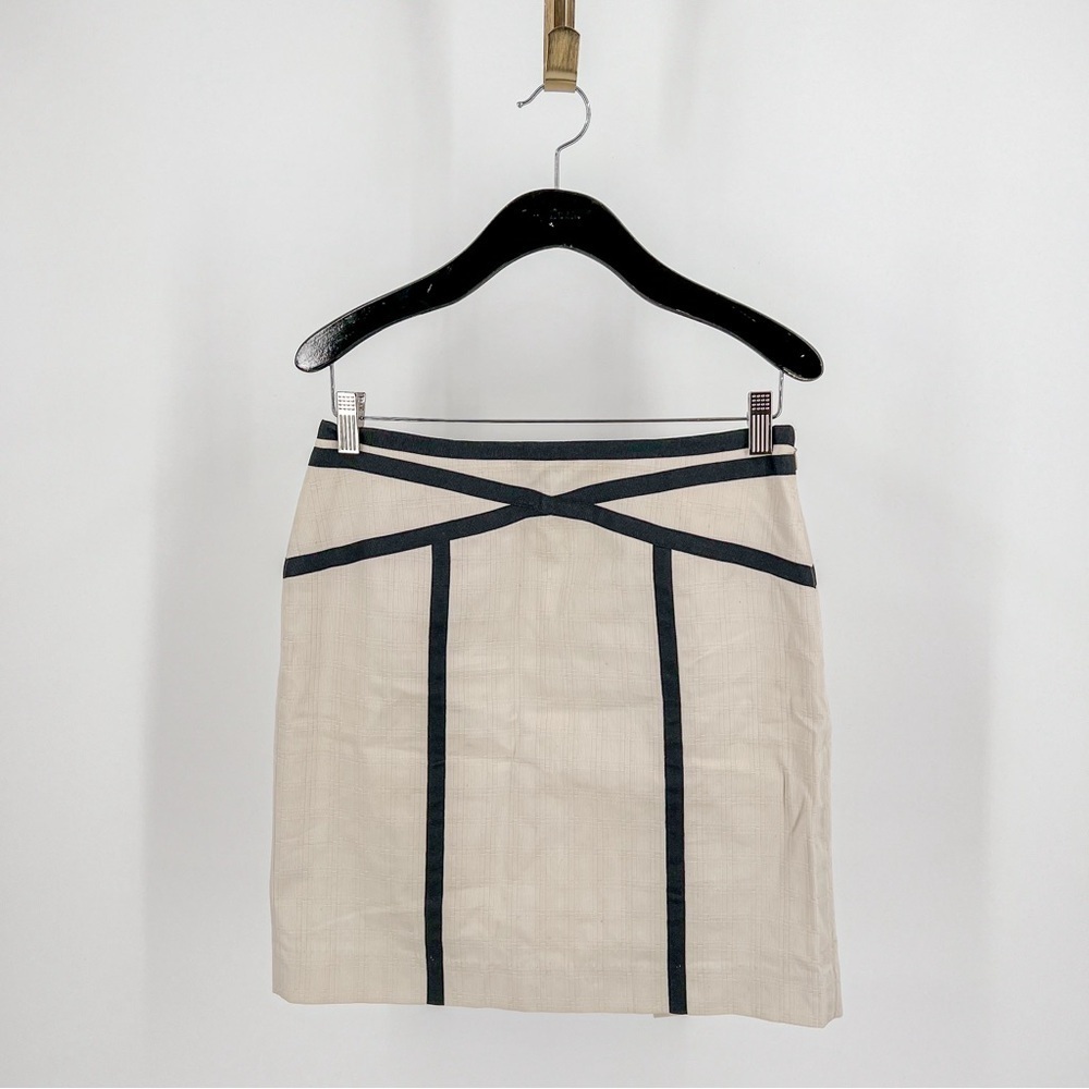 Ann Taylor Cream Pencil Skirt with Black Trim